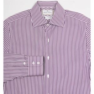 Brooks Brothers Luxury Collection Milano Slim Fit White/Purple Dress Shirt 15-35